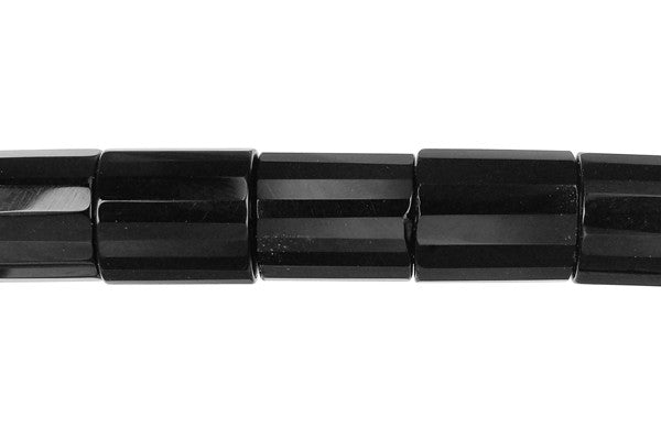 Black Onyx Beads - Faceted Tube - 12x14mm - 16-inch - unbranded beads for jewelry making