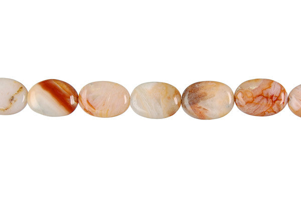 Bamboo Leaf Agate Beads - Red) Flat Oval - 10x14mm - 16-inch - unbranded beads for jewelry making