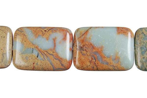 Aqua Terra Jasper Beads - Flat Rectangle - 22x30mm - 16-inch - unbranded beads for jewelry making