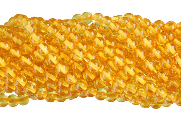 Amber Beads - Round (Light) - 5mm - 16-inch - unbranded beads for jewelry making