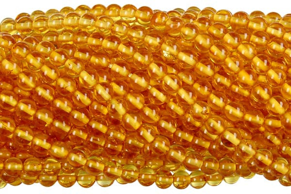 Amber Beads - Round (Light) - 4mm - 16-inch - unbranded beads for jewelry making