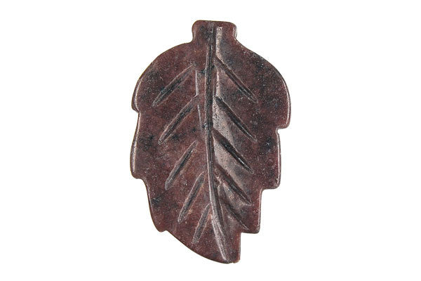 Rhodonite Leaf (Dark) - 30x50mm - Piece - unbranded Rhodonite pendant for jewelry making