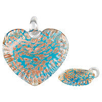 Lampwork Art Glass Twisted Flat Heart Pendants - 11 Styles