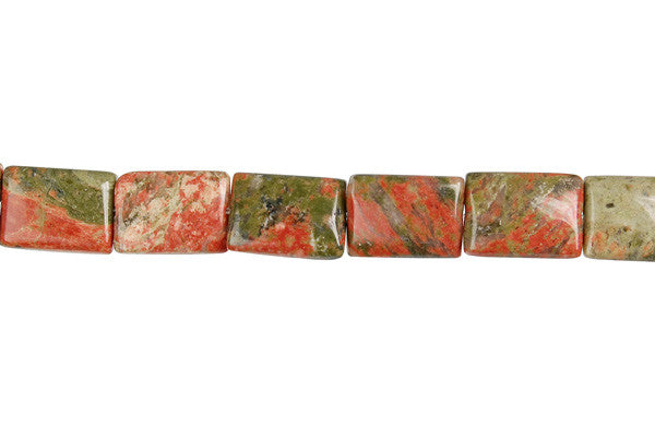 Unakite Beads - Brazil) Flat Rectangle - 10x14mm - 16-inch - unbranded beads for jewelry making
