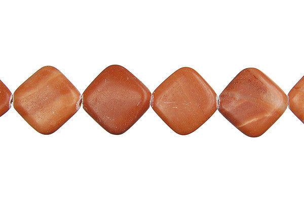 Red Zebra Jasper Beads - Diamond Square - 12x12mm - 16-inch - unbranded beads for jewelry making