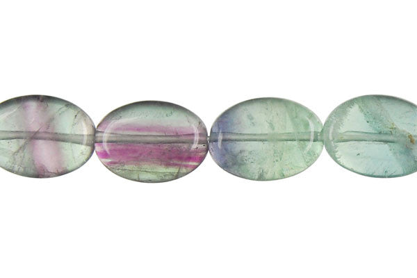 Fluorite Beads - AA) Flat Oval - 10x14mm - 16-inch - unbranded beads for jewelry making