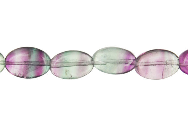 Fluorite Beads - AA) Flat Oval - 8x12mm - 16-inch - unbranded beads for jewelry making