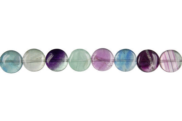 Fluorite Beads - AA) Coin - 10x10mm - 16-inch - unbranded beads for jewelry making