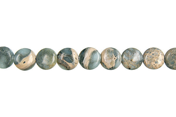 Aqua Terra Jasper Beads - Coin - 10x10mm - 16-inch - unbranded beads for jewelry making