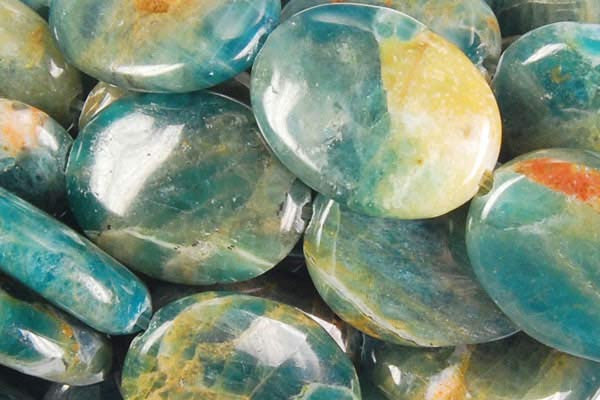 Apatite Beads - Flat Oval (B) - 15x20mm - 16-inch - unbranded beads for jewelry making