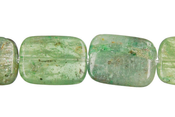 Kyanite Beads - Green Kyanite Flat Rectangle - 15x20mm - 16-inch - unbranded beads for jewelry making