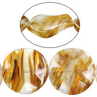 Tiger Quartz Glass Beads - Wavy Coin - 25x25mm - 16-inch - unbranded beads for jewelry making