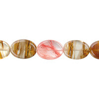 Tiger Quartz Glass Beads - Flat Oval - 8x10mm - 16-inch - unbranded beads for jewelry making