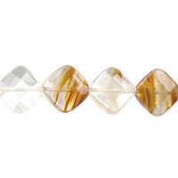 Tiger Quartz Glass Beads - Faceted Diamond Square - 12x12mm - 16-inch - unbranded beads for jewelry making