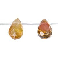 Tiger Quartz Glass Beads - Faceted Briolette - 13x18mm - 16-inch - unbranded beads for jewelry making
