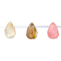 Tiger Quartz Glass Beads - Faceted Briolette - 10x14mm - 16-inch - unbranded beads for jewelry making