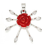 Coral Flower (Style 11) - 25x28mm - Piece - unbranded Coral pendant for jewelry making