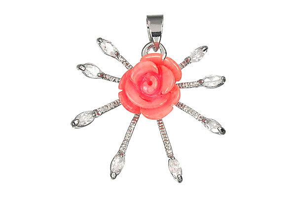Coral Flower (Style 10) - 25x28mm - Piece - unbranded Coral pendant for jewelry making