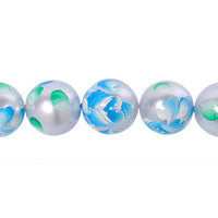 Shell MOP Beads - Shell Pearl Round (Flower 02) - 14mm - 8-inch - unbranded beads for jewelry making