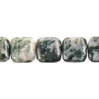 Green Spot Agate Beads - Square - 14x14mm - 16-inch - unbranded beads for jewelry making