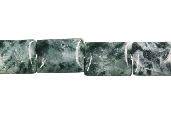 Green Spot Agate Beads - Rectangle - 12x16mm - 16-inch - unbranded beads for jewelry making
