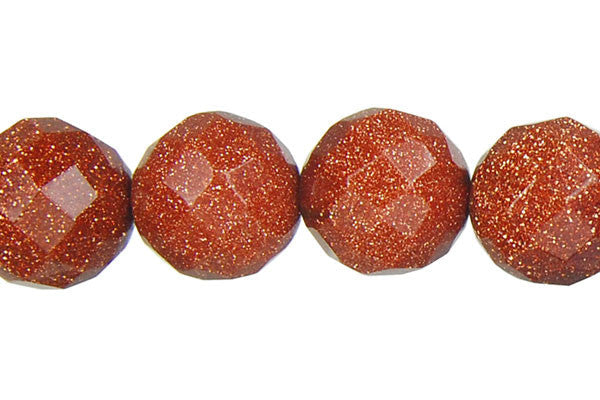 Gold Stone Beads - Faceted Round - 14mm - 16-inch - unbranded beads for jewelry making