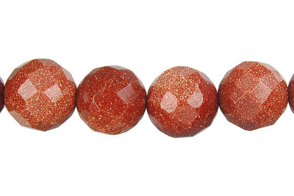 Gold Stone Beads - Faceted Round - 12mm - 16-inch - unbranded beads for jewelry making