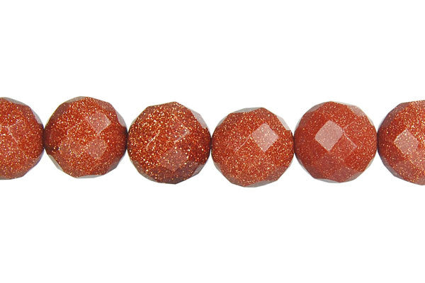 Gold Stone Beads - Faceted Round - 10mm - 16-inch - unbranded beads for jewelry making