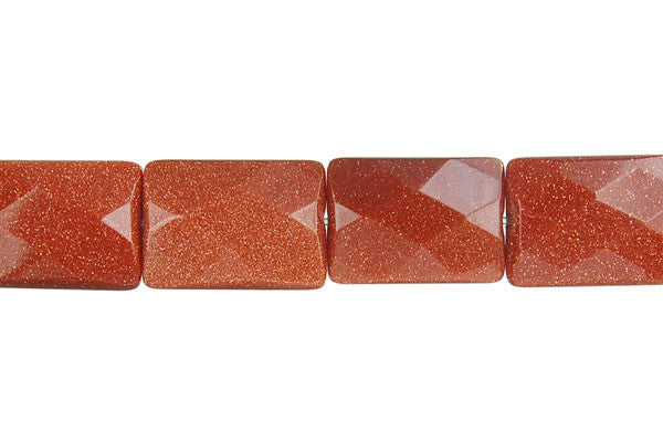 Gold Stone Beads - Faceted Rectangle - 10x14mm - 16-inch - unbranded beads for jewelry making