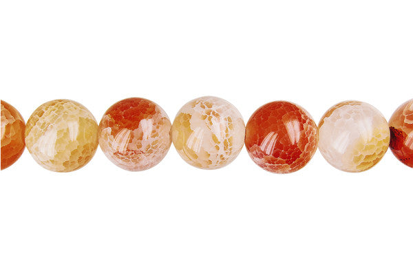 Fire Crackle Agate Beads - Pink) Round - 14mm - 14-15-inch - unbranded beads for jewelry making