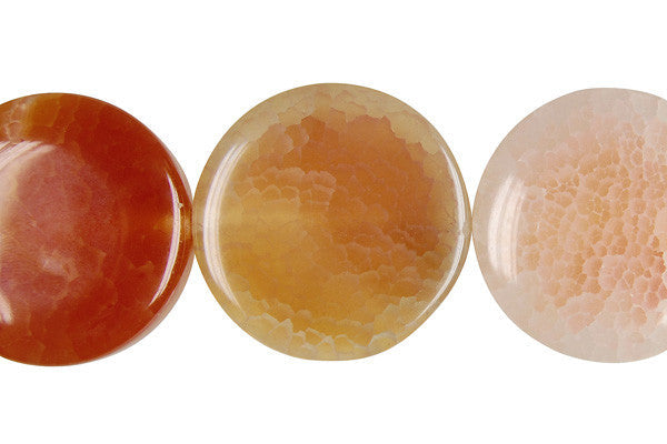 Fire Crackle Agate Beads - Pink) Coin - 30-35mm - 14-15-inch - unbranded beads for jewelry making