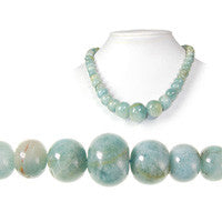 Aquamarine Beads - Graduated Rondelle - 8-18mm - 17.5-inch - unbranded beads for jewelry making