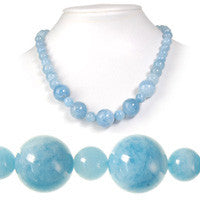 Aquamarine Beads - Graduated Round (A) - 8-15mm - 18.5-inch - unbranded beads for jewelry making