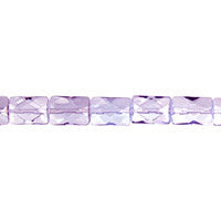 Amethyst Quartz Glass Beads - Light Amethyst Quartz Faceted Rectangle - 7x10mm - 16-inch - unbranded beads for jewelry making