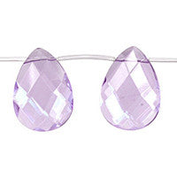 Amethyst Quartz Glass Beads - Light Amethyst Quartz Faceted Flat Briolette - 18x25mm - 8-inch - unbranded beads for jewelry making