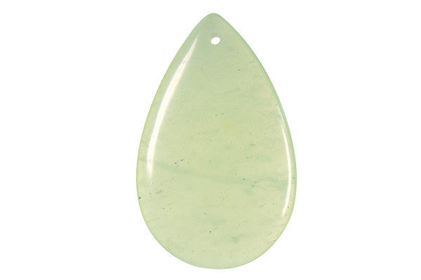 New Jade Flat Briolette - 30x50mm - Piece - unbranded New Jade pendant for jewelry making