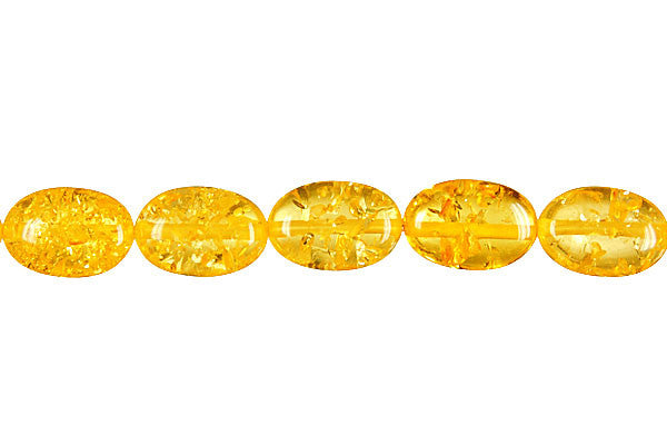 Synthetic Amber Beads - Synthetic Amber (Light) Flat Oval - 8x12mm - 16-inch - unbranded beads for jewelry making