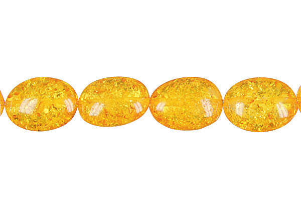 Synthetic Amber Beads - Synthetic Amber (Light) Flat Oval - 10x14mm - 16-inch - unbranded beads for jewelry making