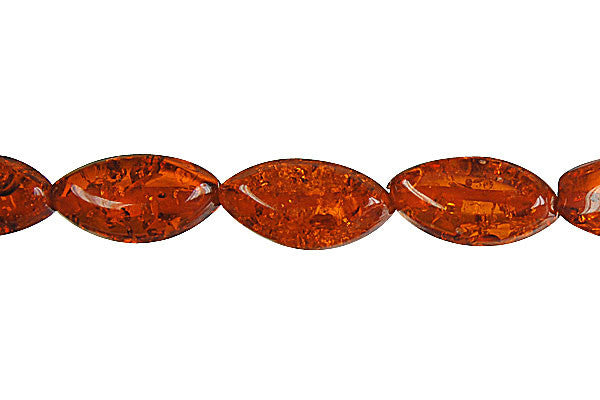 Synthetic Amber Beads - Synthetic Amber (Dark) Mirror Rice - 10x17mm - 16-inch - unbranded beads for jewelry making
