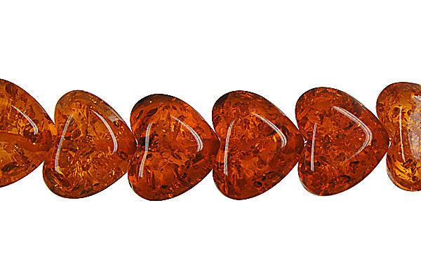 Synthetic Amber Beads - Synthetic Amber (Dark) Heart - 12x16mm - 16-inch - unbranded beads for jewelry making