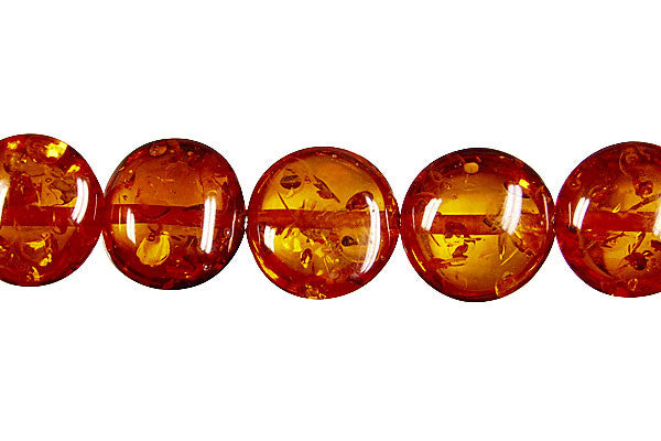 Synthetic Amber Beads - Synthetic Amber (Dark) Button - 14x14mm - 16-inch - unbranded beads for jewelry making