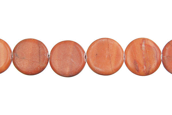 Red Zebra Jasper Beads - Coin - 14x14mm - 16-inch - unbranded beads for jewelry making