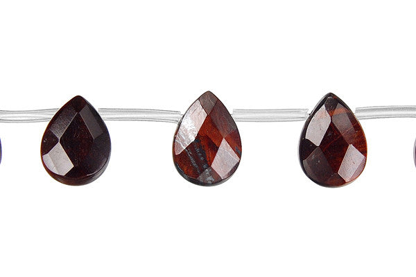 Red Tiger's Eye Beads - Red Tiger Eye Faceted Flat Briolette - 10x14mm - 16-inch - unbranded beads for jewelry making