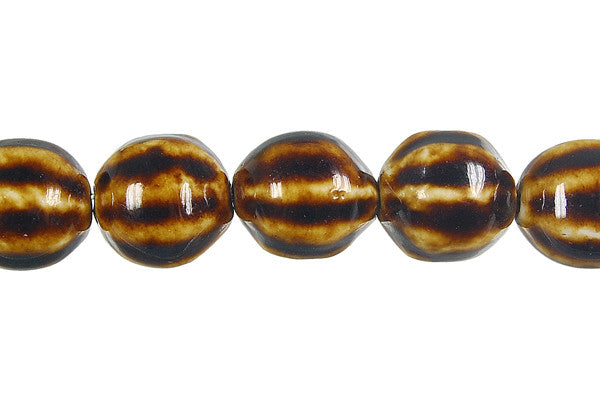 Porcelain Ceramic Beads - Octagon Rice (Coffee) - 13x14mm - 16-inch - unbranded beads for jewelry making