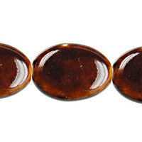 Porcelain Ceramic Beads - Flat Oval (Coffee) - 20x30mm - 16-inch - unbranded beads for jewelry making