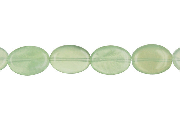 New Jade Beads - Flat Oval - 10x14mm - 16-inch - unbranded beads for jewelry making