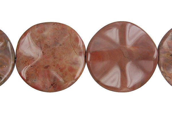 Amber Onyx Beads - Wavy Coin - 25x25mm - 16-inch - unbranded beads for jewelry making