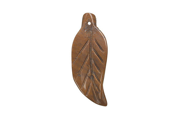 Fancy Jasper Leaf - 16x42mm - Piece - unbranded Fancy Jasper pendant for jewelry making