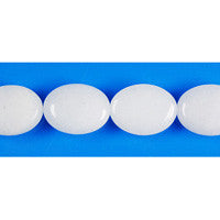 White Marble Beads - Flat Oval - 10x14mm - 16-inch - unbranded beads for jewelry making