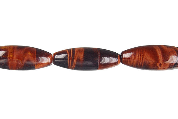 Red Tiger's Eye Beads - Red Tiger Eye Rice - 8x24mm - 16-inch - unbranded beads for jewelry making
